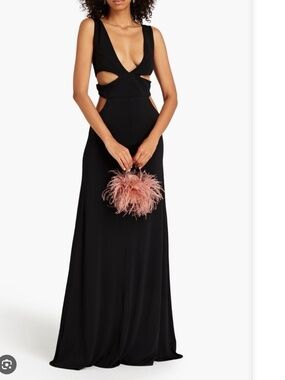 NWOT Retrofete Chrissy Long Black Jersey Cut Out Maxi Dress Gown Size M